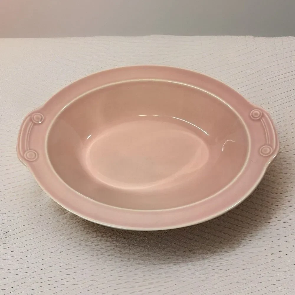 Vintage MCM Taylor Smith LU-RAY PASTELS Pink Oval Vegetable Serving Bowl